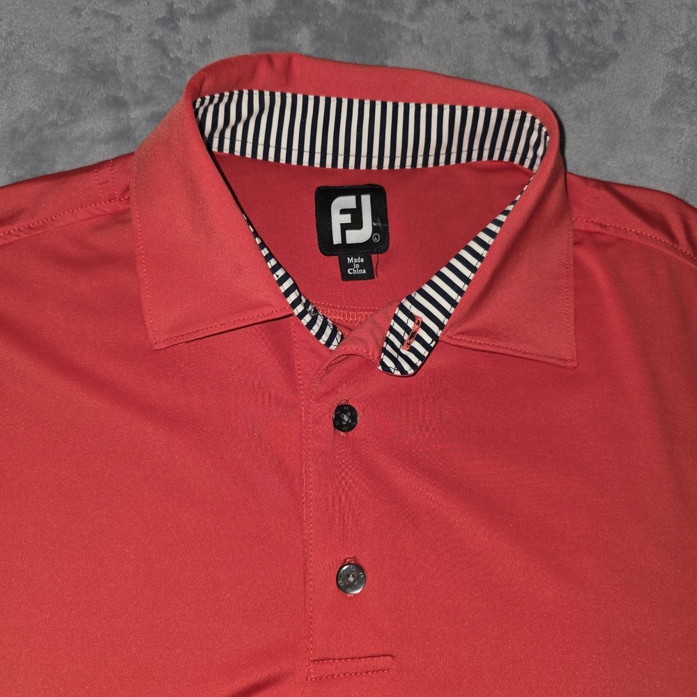 FootJoy Polo Shirt Mens Large Coral Mauve Golf Performance Stretch Short Sleeve
